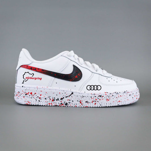nike air force 1 custom audi sport nurburgring swoosh noir rouge semelle splatter