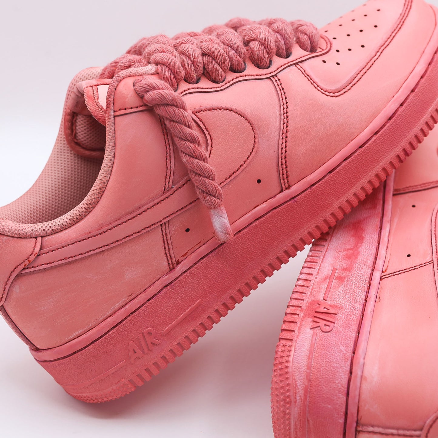 nike air force 1 custom red dye sneakers af1 rope laces gros lacets corde pour homme baskets big laces