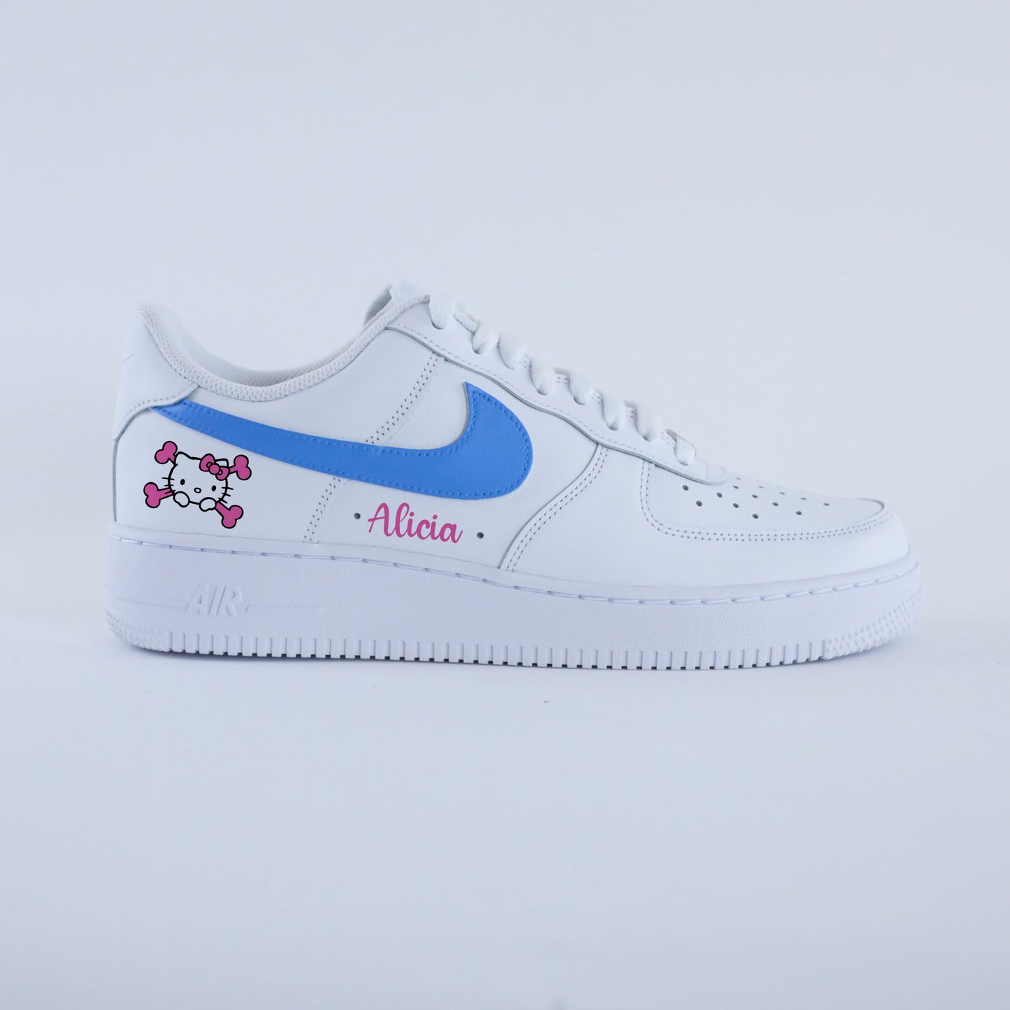 nike air force 1 custom bleu ciel hello kitty skull prénom personnalisable