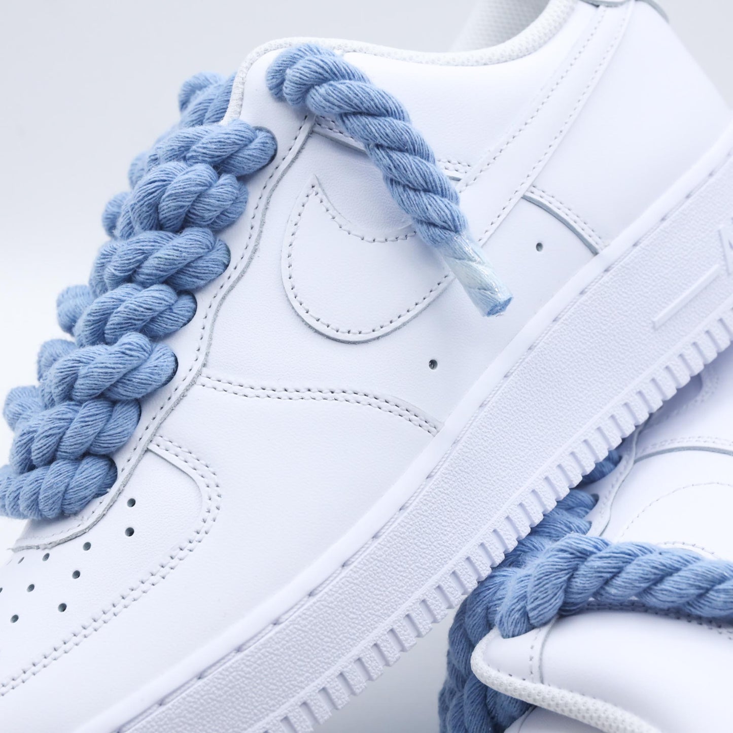 nike air force 1 rope laces unc blue sneakers custom homme af1 gros lacets en corde bleu