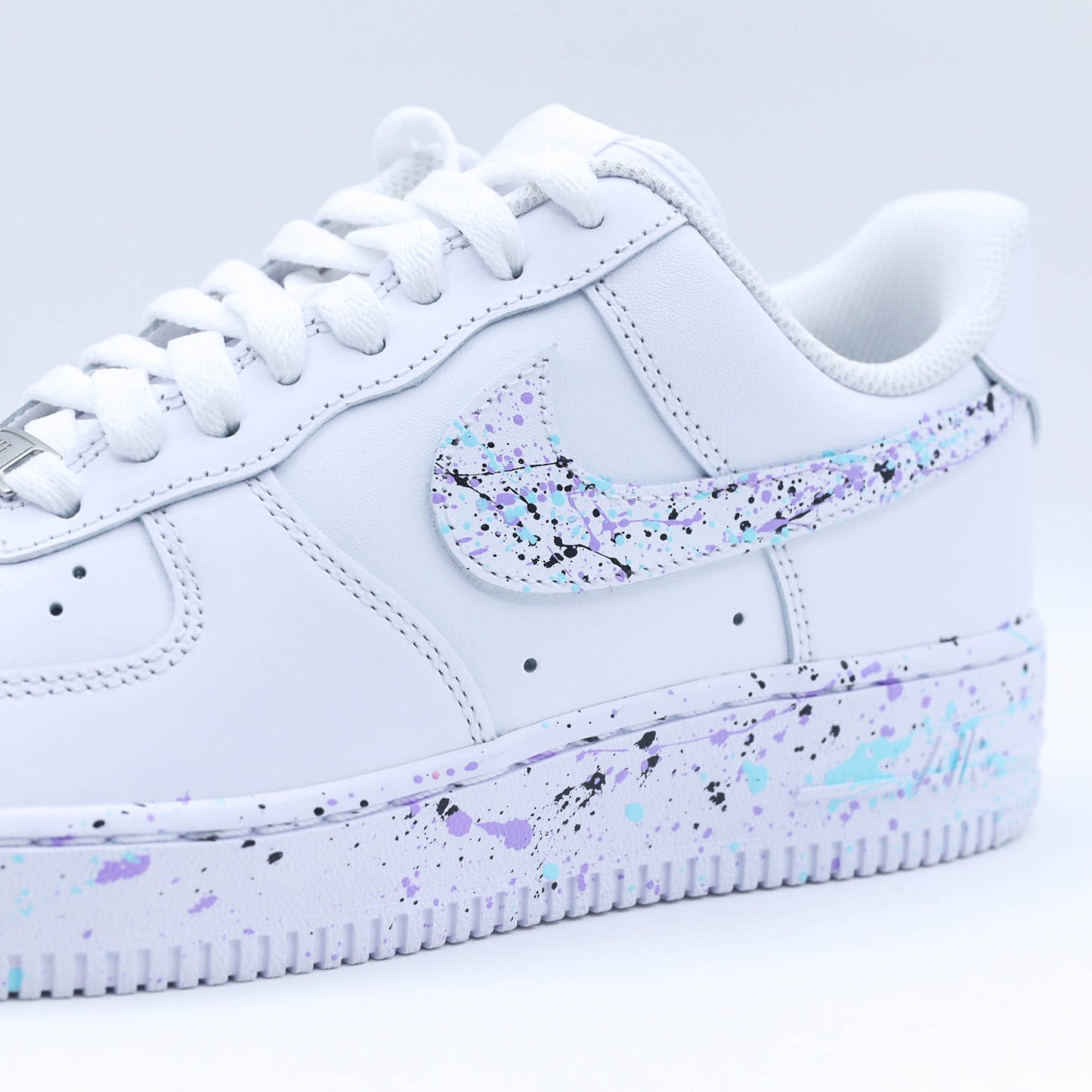 nike air force 1 custom splash pastel sneakers custom pour femme nike lila et turquoise af1 personnalisable
