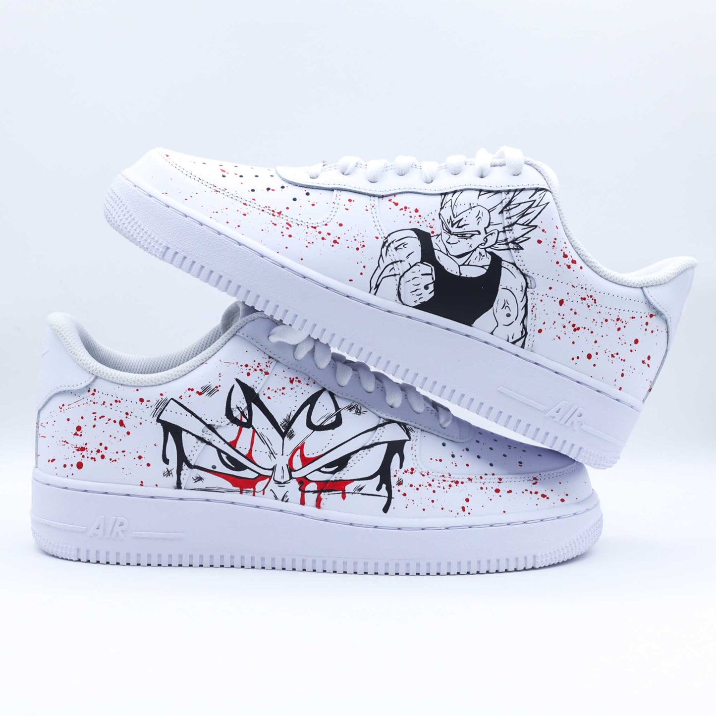 nike air force 1 custom vegeta sneakers custom dbz nike af1 manga animé air force goku dragon ball z