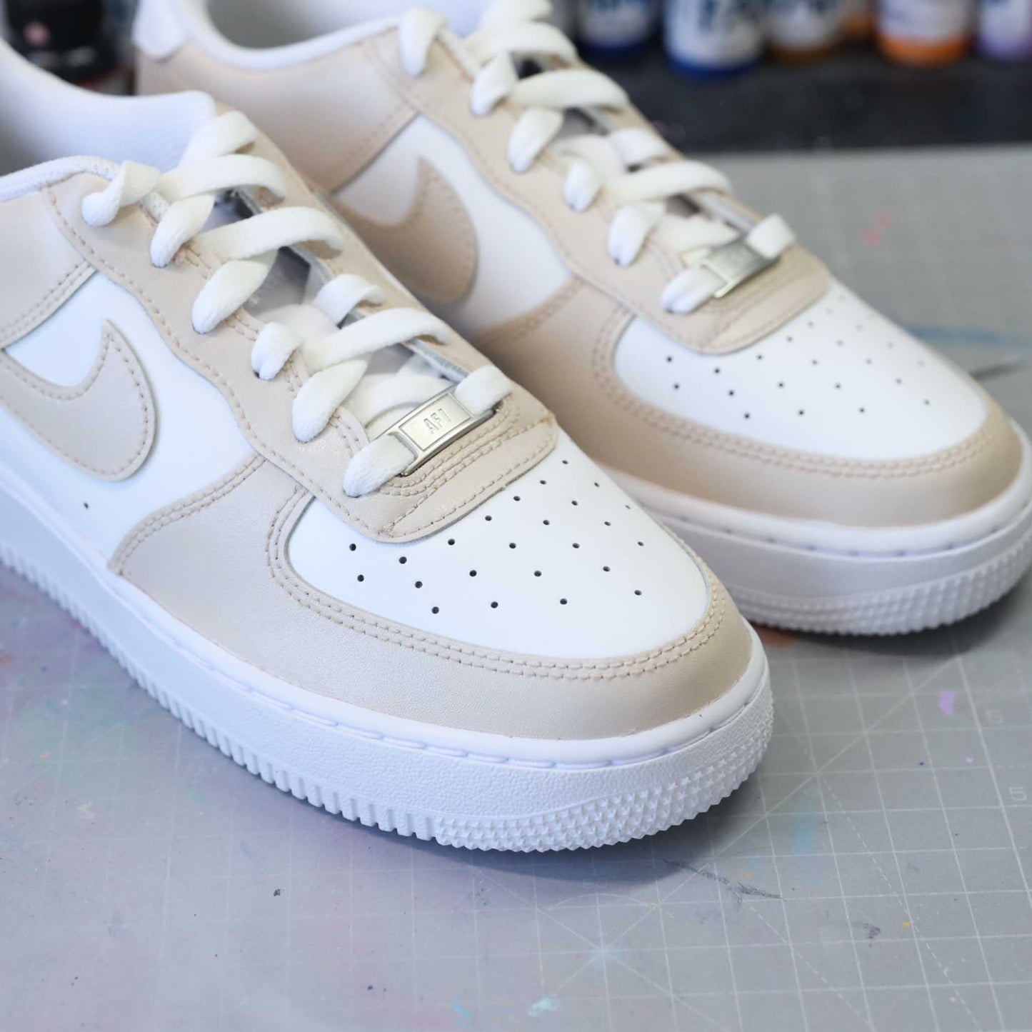 nike air force 1 custom beige sable nike cappuccino af1 custom pastel baskets latte macchiato sneakers custom unisexe