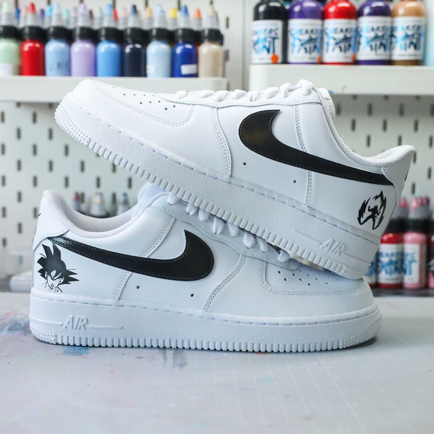 nike air force 1 custom dragon ball z son goku sneakers custom manga pour homme basket personnalisé dbz
