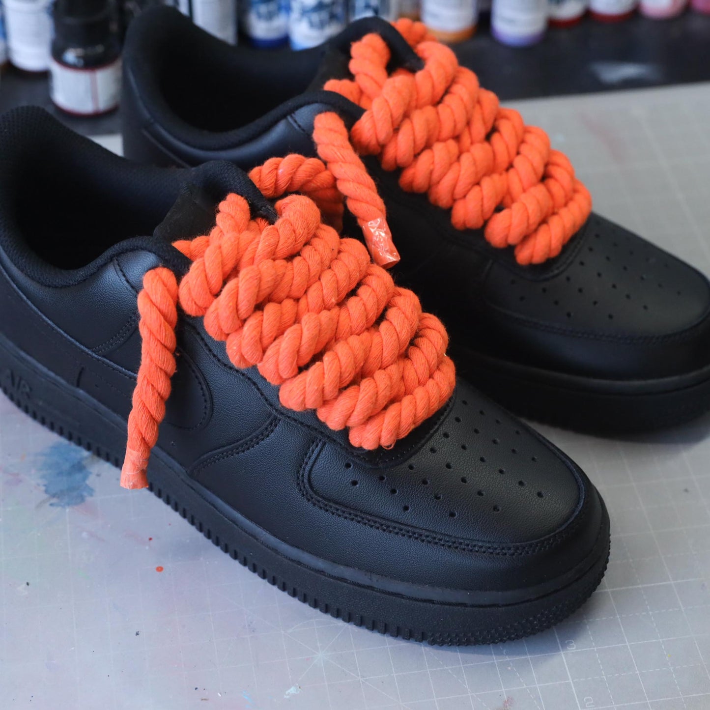 nike air force 1 gros lacets corde orange sneakers custom rope laces AF1 personnalisé pour homme nike big laces