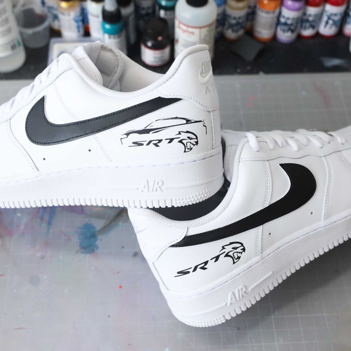 nike air force 1 srt hellcat sneakers custom racing baskets af1 dodge challenger pour homme