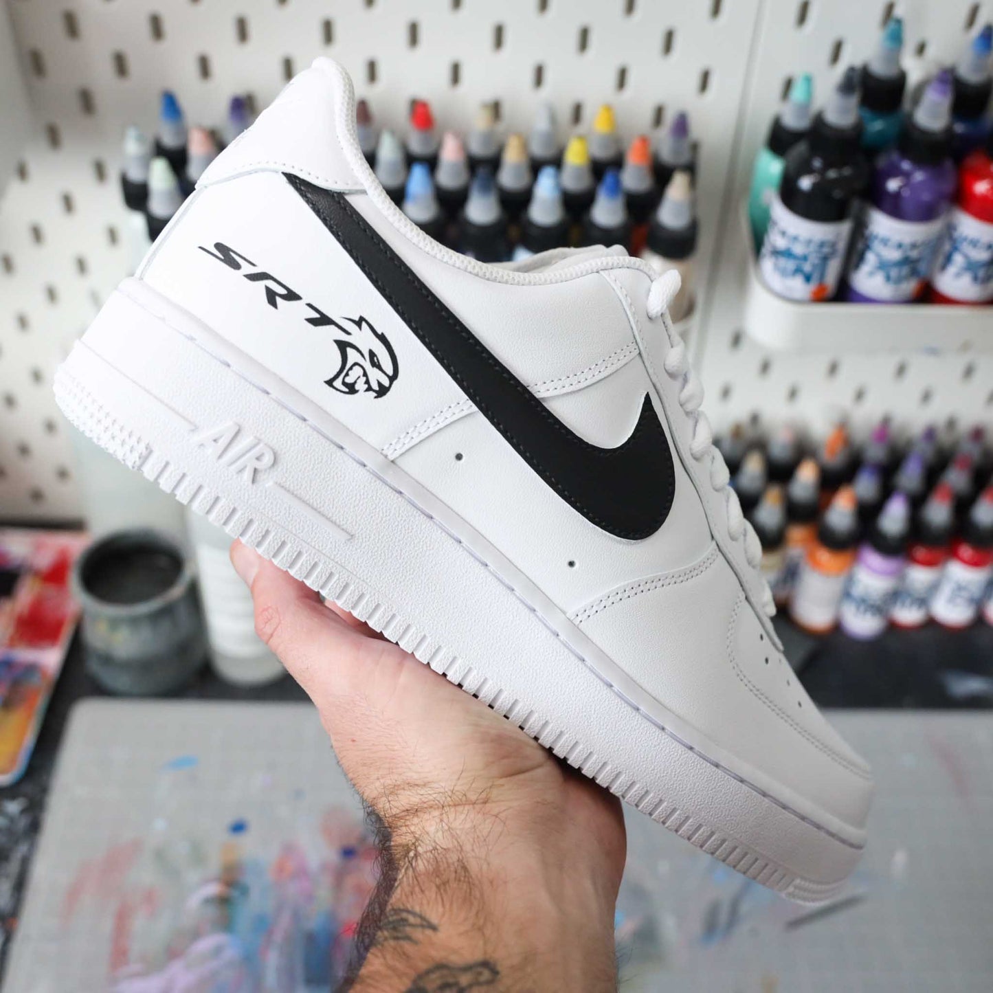 nike air force 1 srt hellcat sneakers custom racing baskets af1 dodge challenger pour homme
