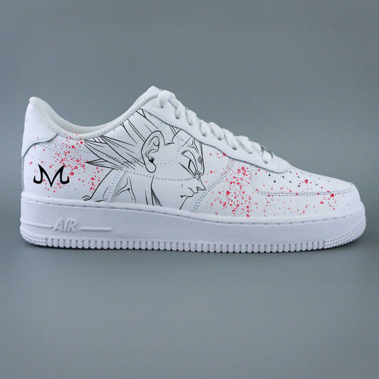 Air Force 1 custom manga avec Vegeta Majin de Dragon Ball Z et éclaboussures rouges