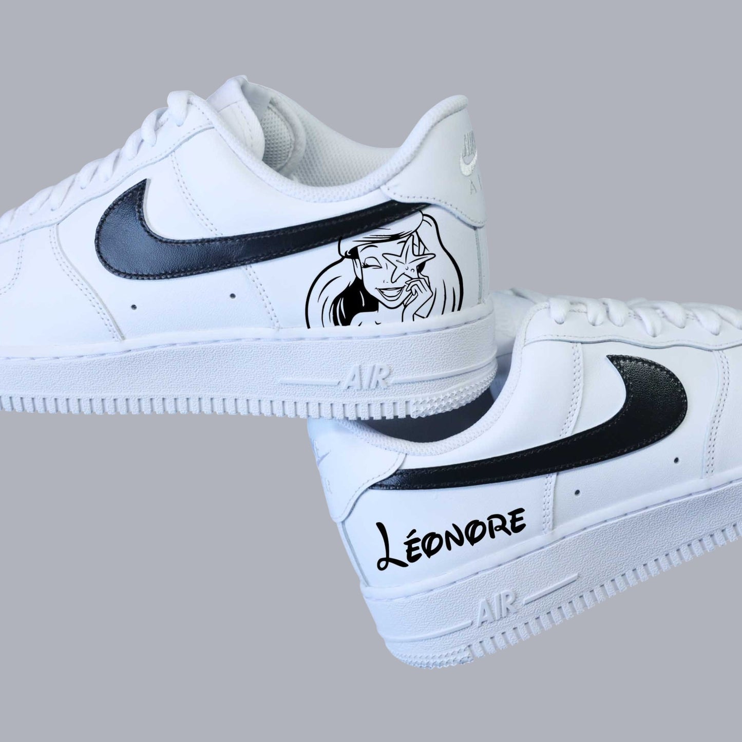 air force 1 personnalisées petite sirène ariel dessin étoile de mer sneakers disney prénom personnalisable