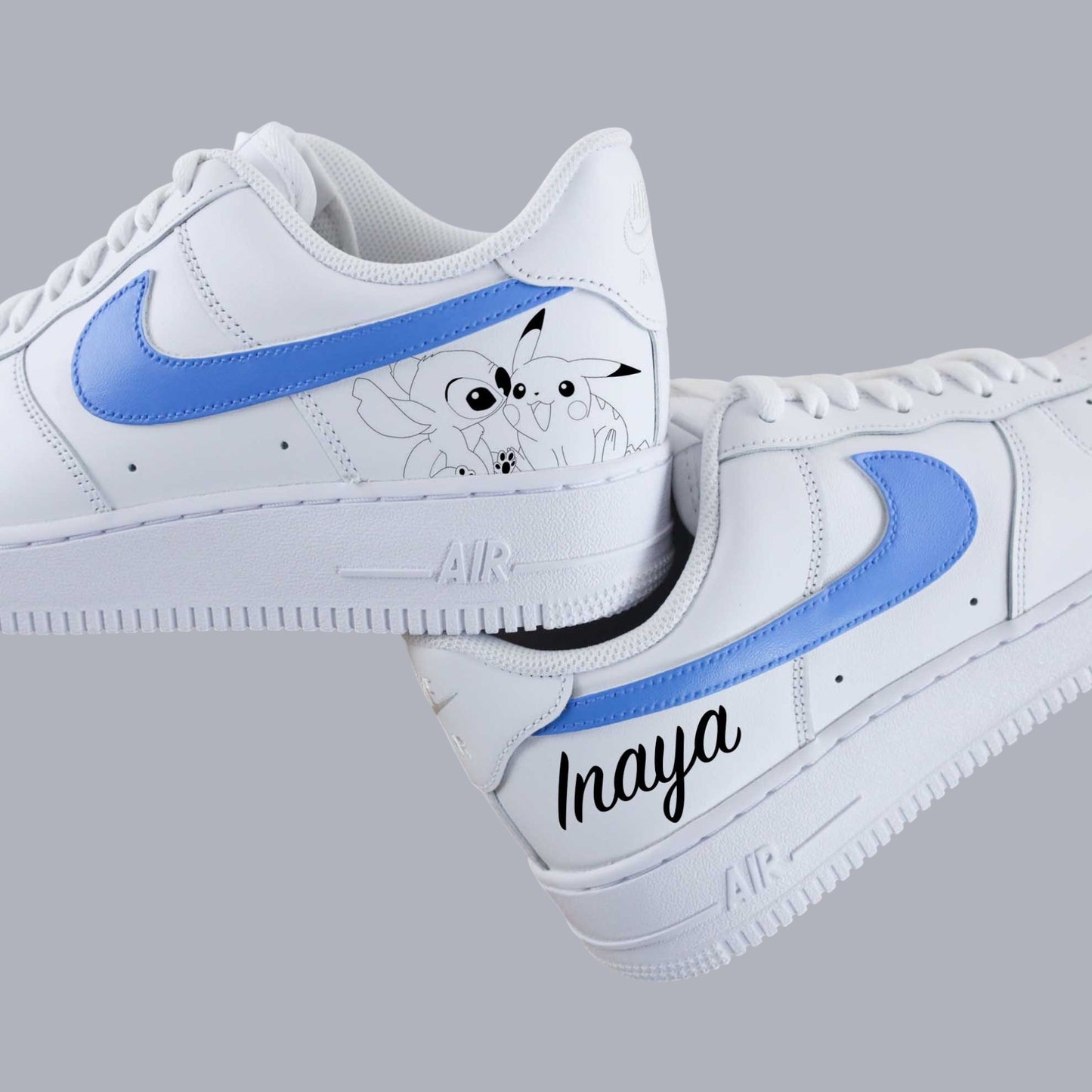 air force 1 personnalisées pikachu stitch sneakers custom disney pokemon prénom personnalisable