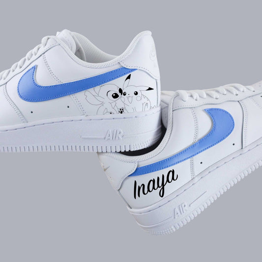 air force 1 personnalisées pikachu stitch sneakers custom disney pokemon prénom personnalisable