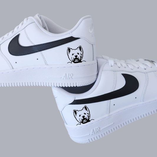 air force 1 personnalisées chien westie sneakers custom mode streetwear animalier