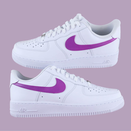 nike air force 1 custom femme avec swoosh violet pastel – baskets personnalisée femme et enfants