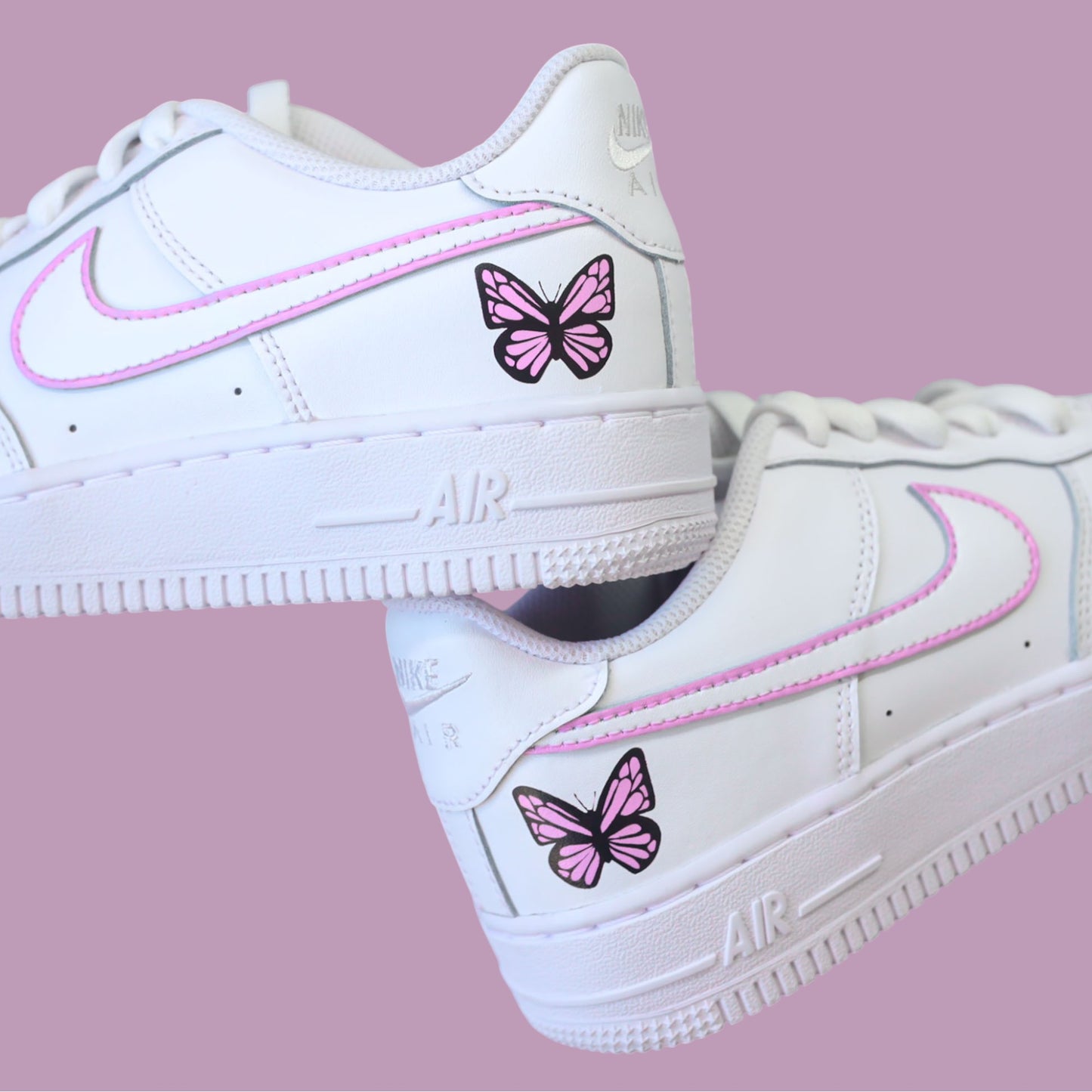 air force 1 custom papillon rose pastel nike personnalisée femme et enfant