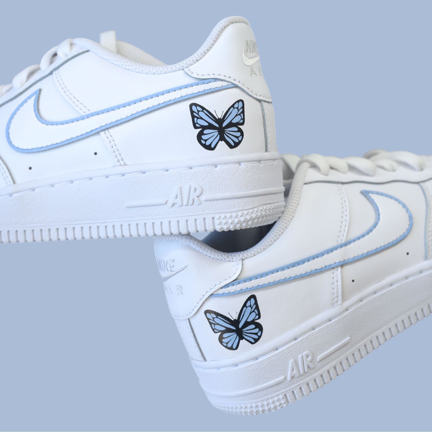 air force 1 papillon turquoise pastel – baskets personnalisées femme et enfant peintes à la main