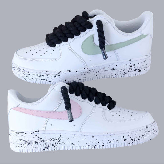 air force 1 custom rope laces homme – sneakers avec gros lacets en corde et splash peinture