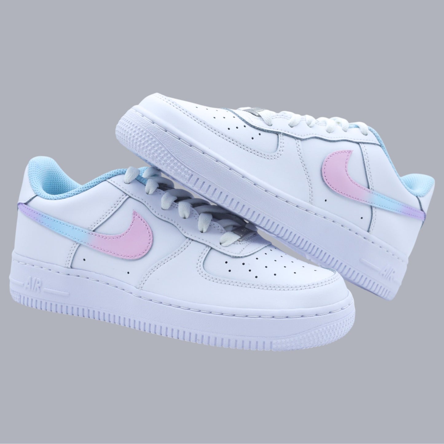 air force 1 custom pastel rose bleu lila – sneakers personnalisées femme et enfant