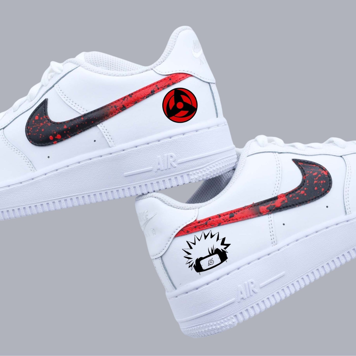 air force 1 personnalisées naruto sharingan uchiha konoha sneakers custom manga anime streetwear