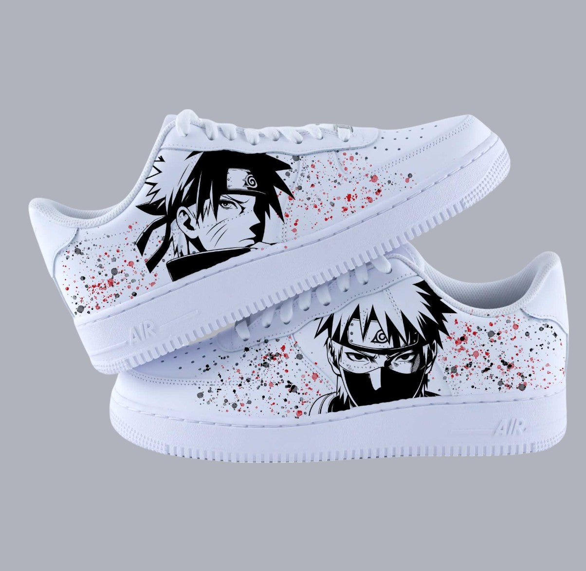 nike air force one naruto sneakers custom homme nike manga animé sneakers custom sasuke itachi uchiha air force akatuski kakashi ninja