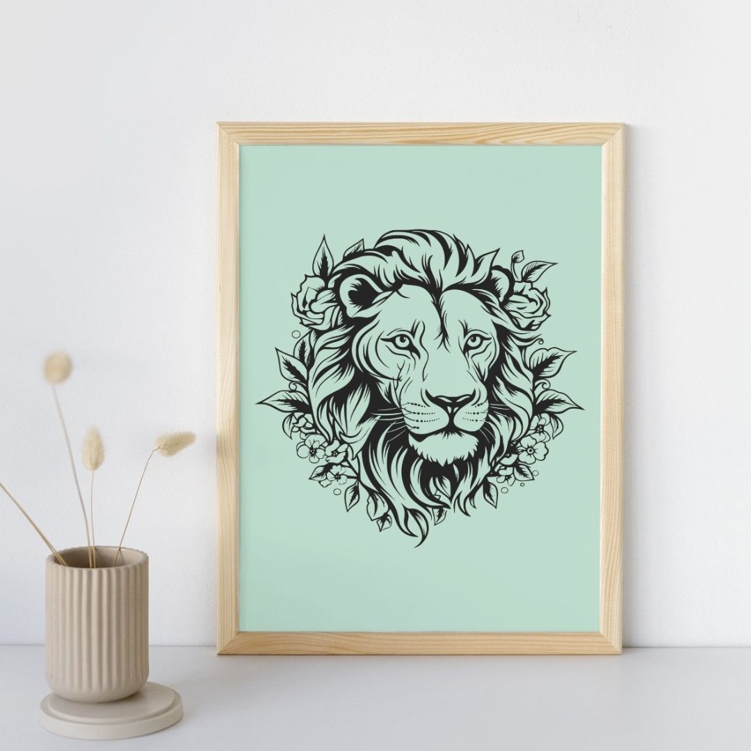 Affiche tendance lion décoration murale contemporaine A3