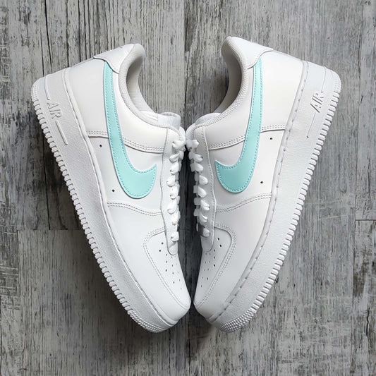 nike air force 1 custom turquoise sneakers custom pour femme baskets personnalisées unisexe nike pastel