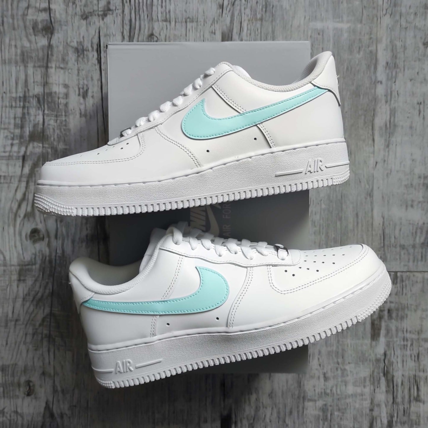 nike air force 1 custom turquoise sneakers custom pour femme baskets personnalisées unisexe nike pastel