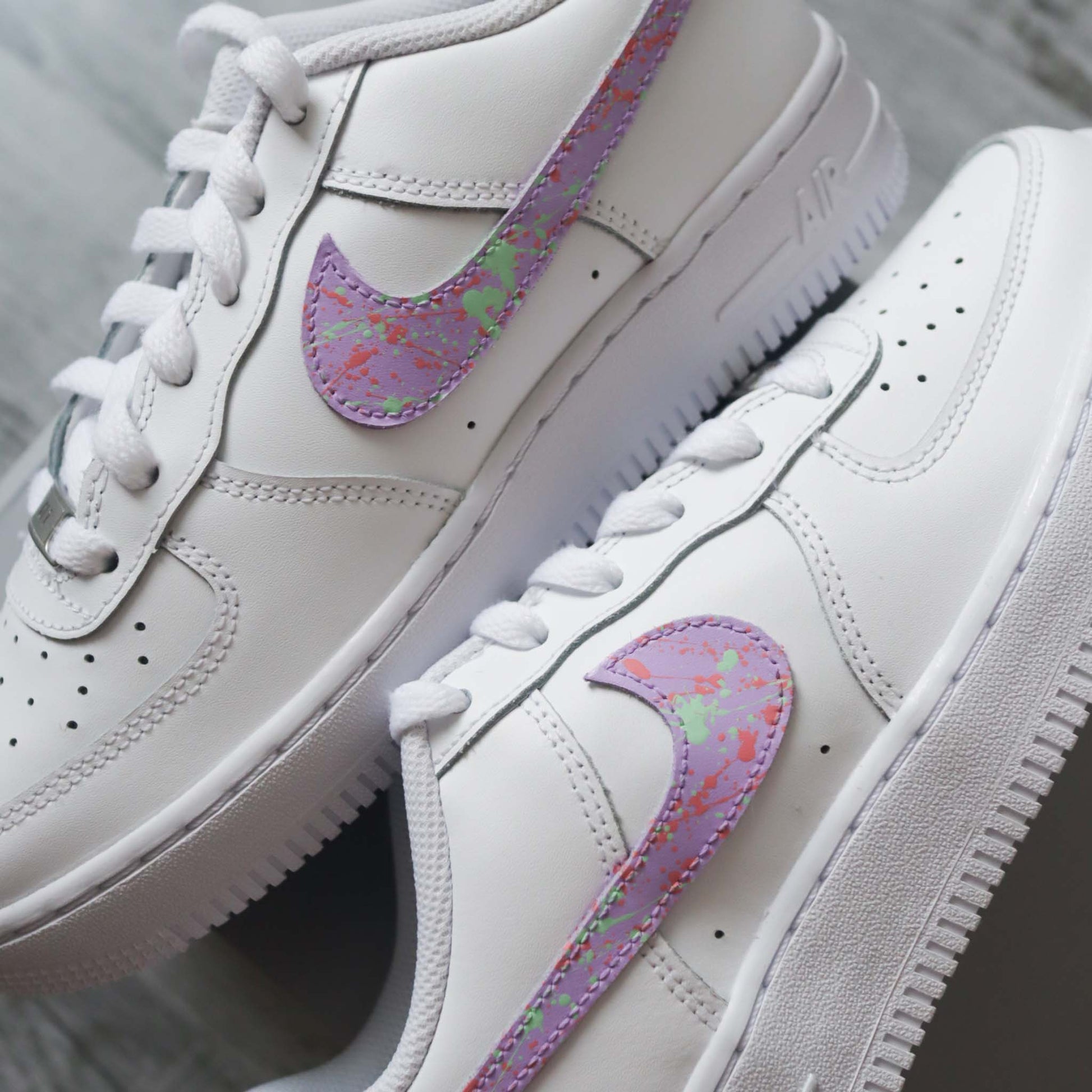 nike air force 1 custom splash peinture lila basket custom pastel sneakers personnalisées pour femme et enfants