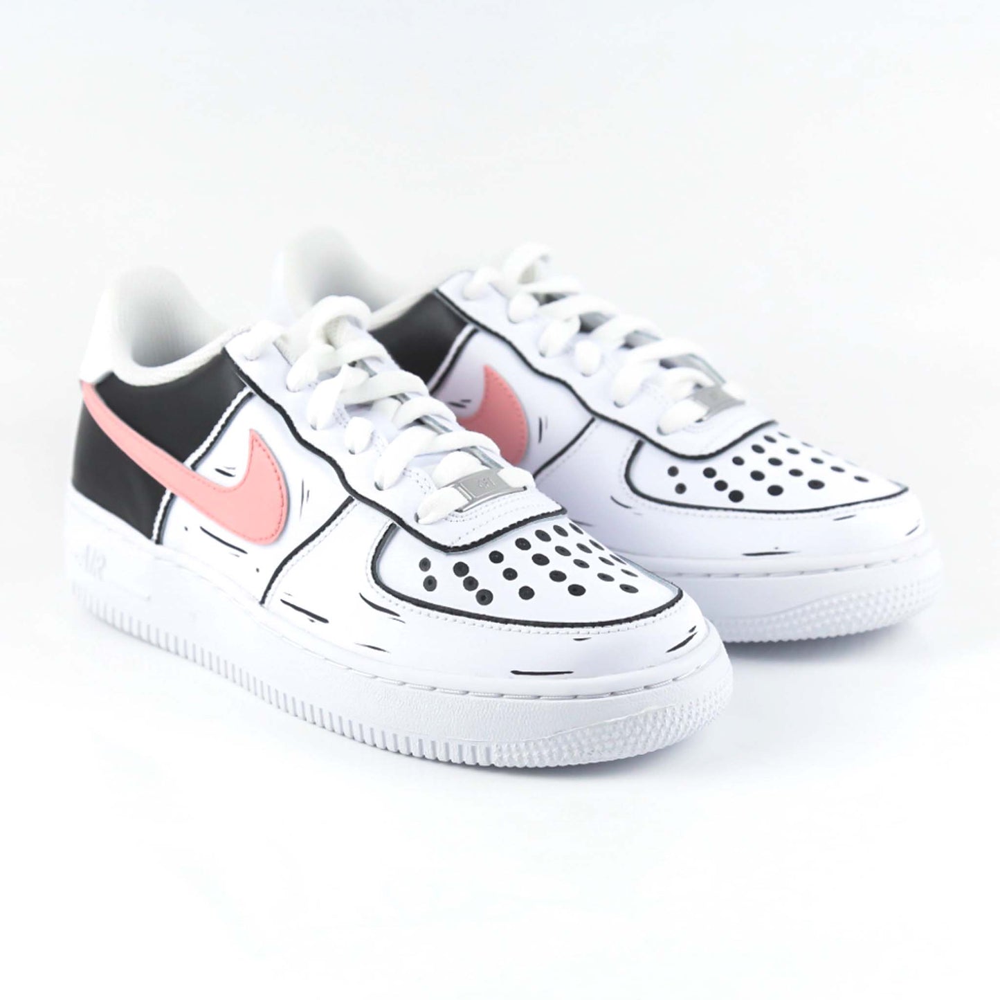nike air force 1 cartoon sneakers custom noir rose pour femme af1 custom sketch pastel