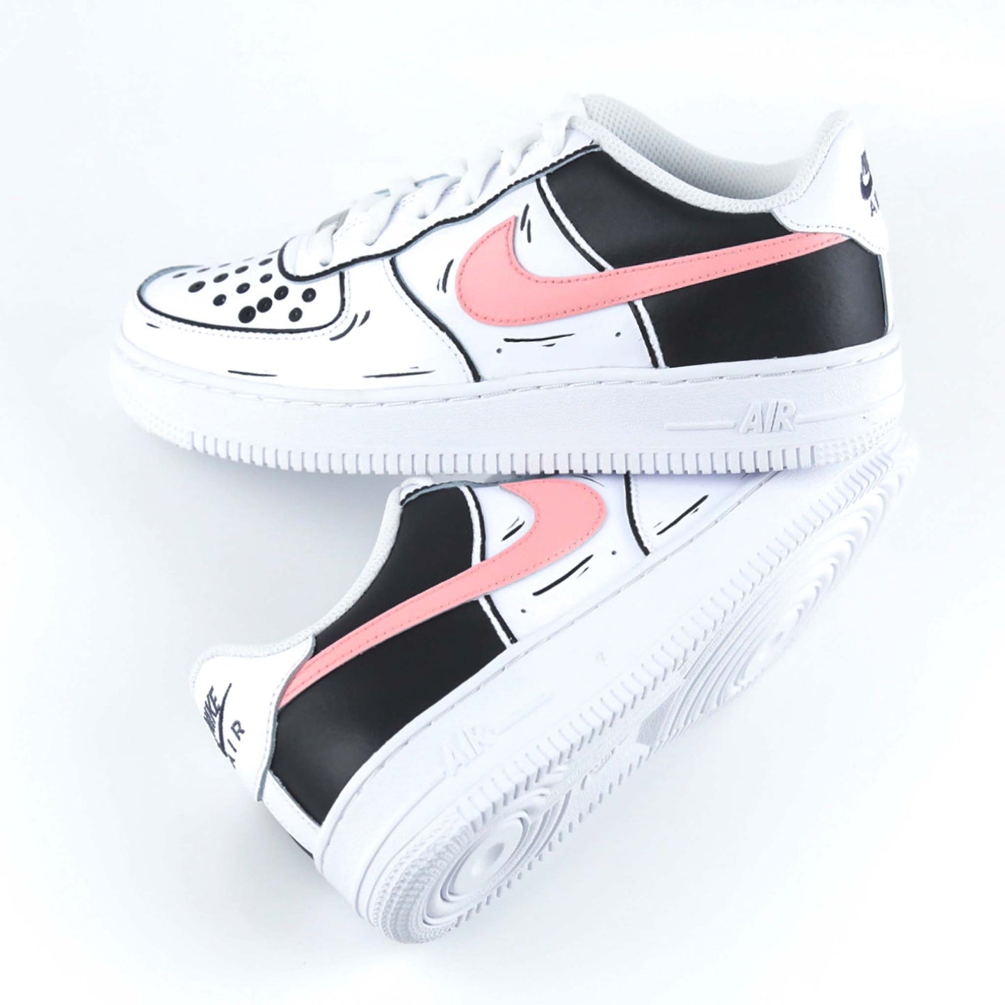 nike air force 1 cartoon sneakers custom noir rose pour femme af1 custom sketch pastel