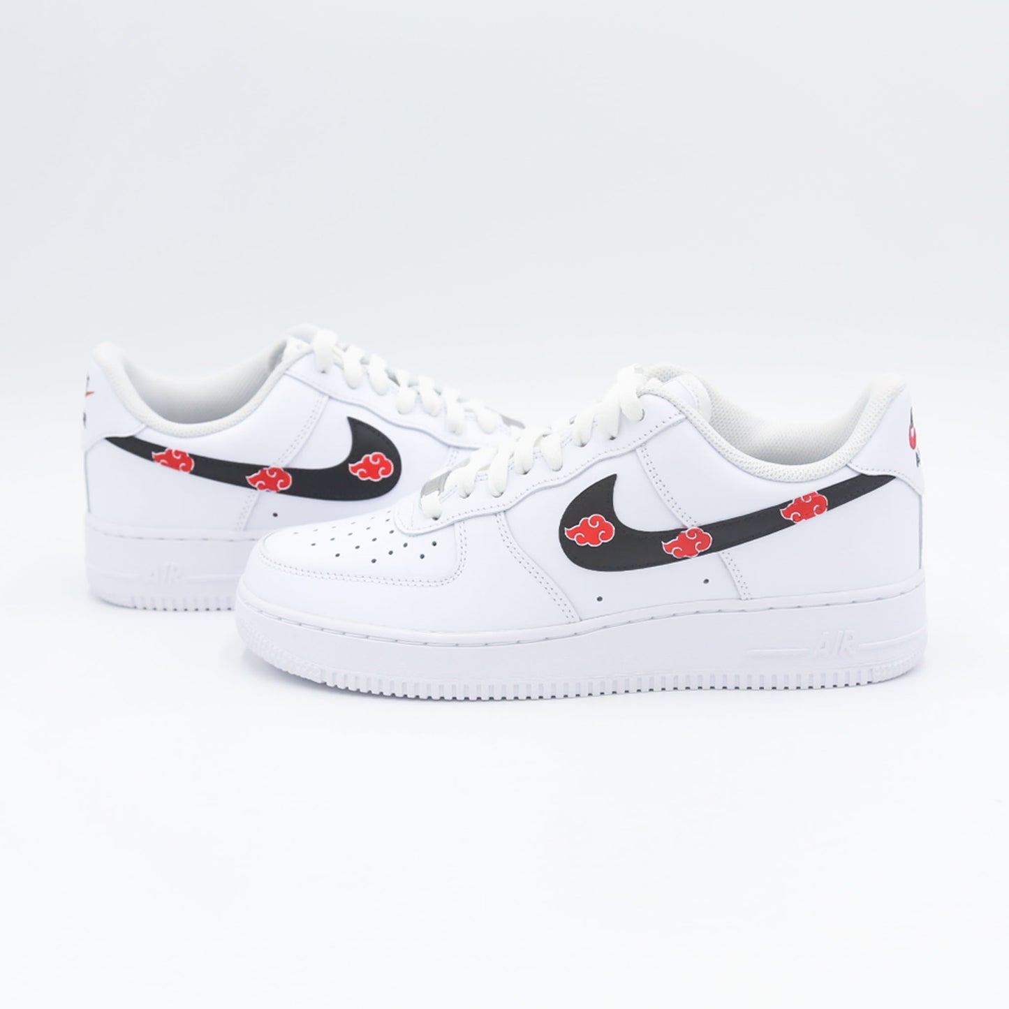 nike air force 1 custom akatsuki naruto homme swoosh noir nuages rouges itachi uchiha pain kisame manga anime sneakers personnalisées