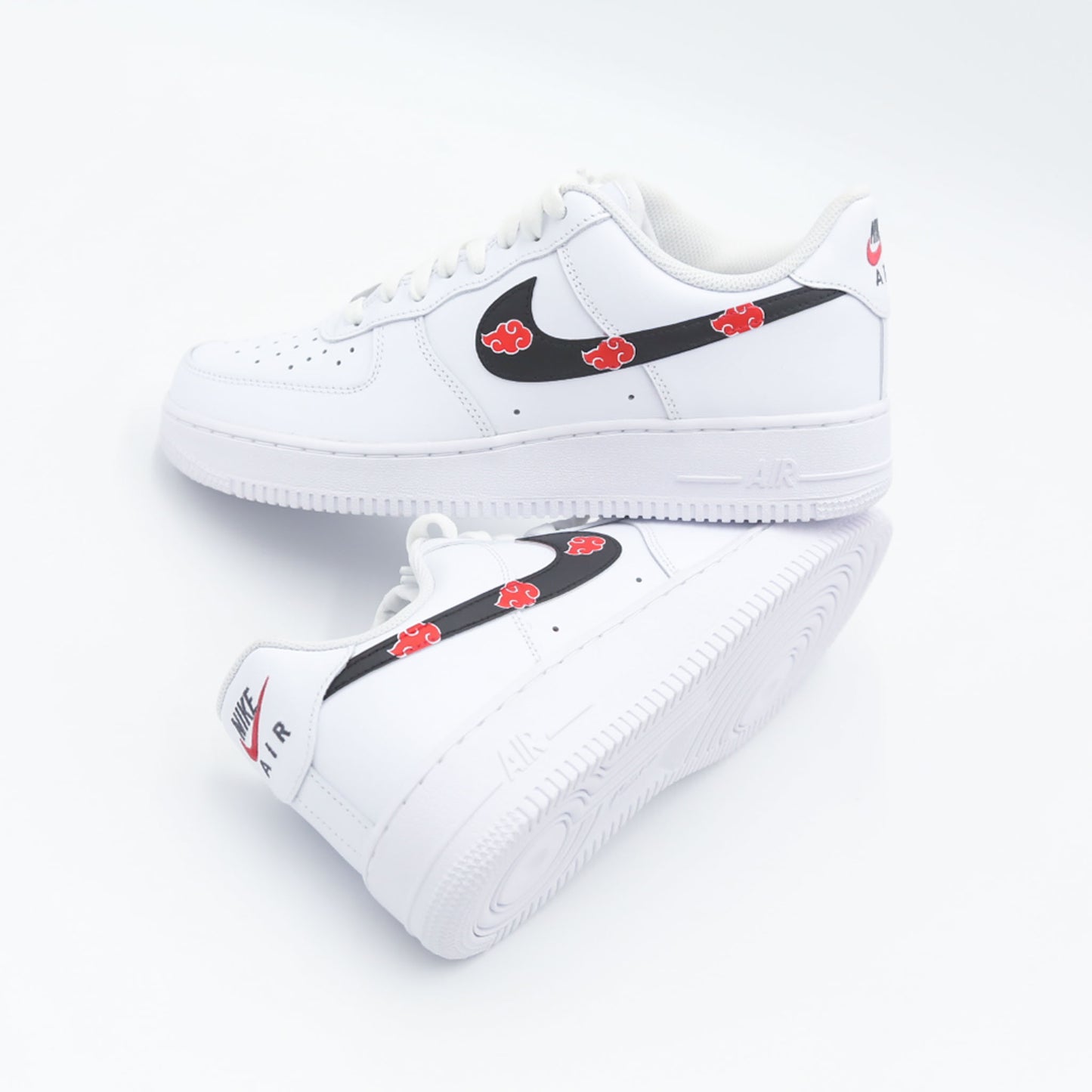 nike air force 1 custom akatsuki naruto homme swoosh noir nuages rouges itachi uchiha pain kisame manga anime sneakers personnalisées