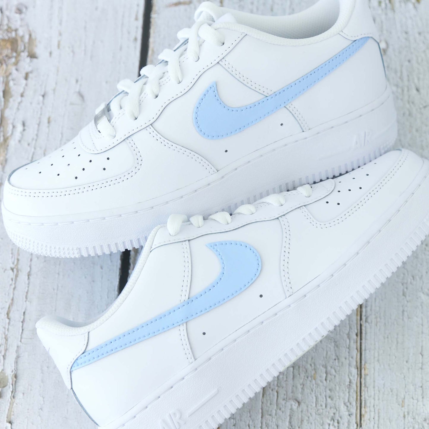 nike air force 1 custom swoosh turquoise baskets custom bleu clair pour femme af1 personnalisable enfants