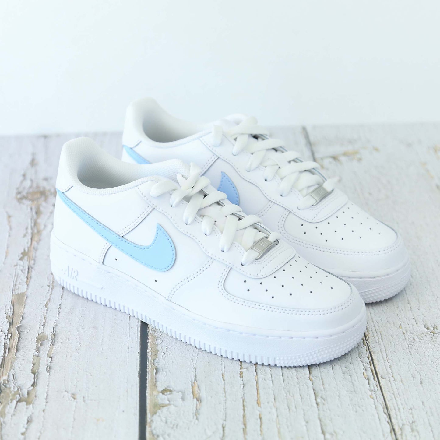 nike air force 1 custom swoosh turquoise baskets custom bleu clair pour femme af1 personnalisable enfants