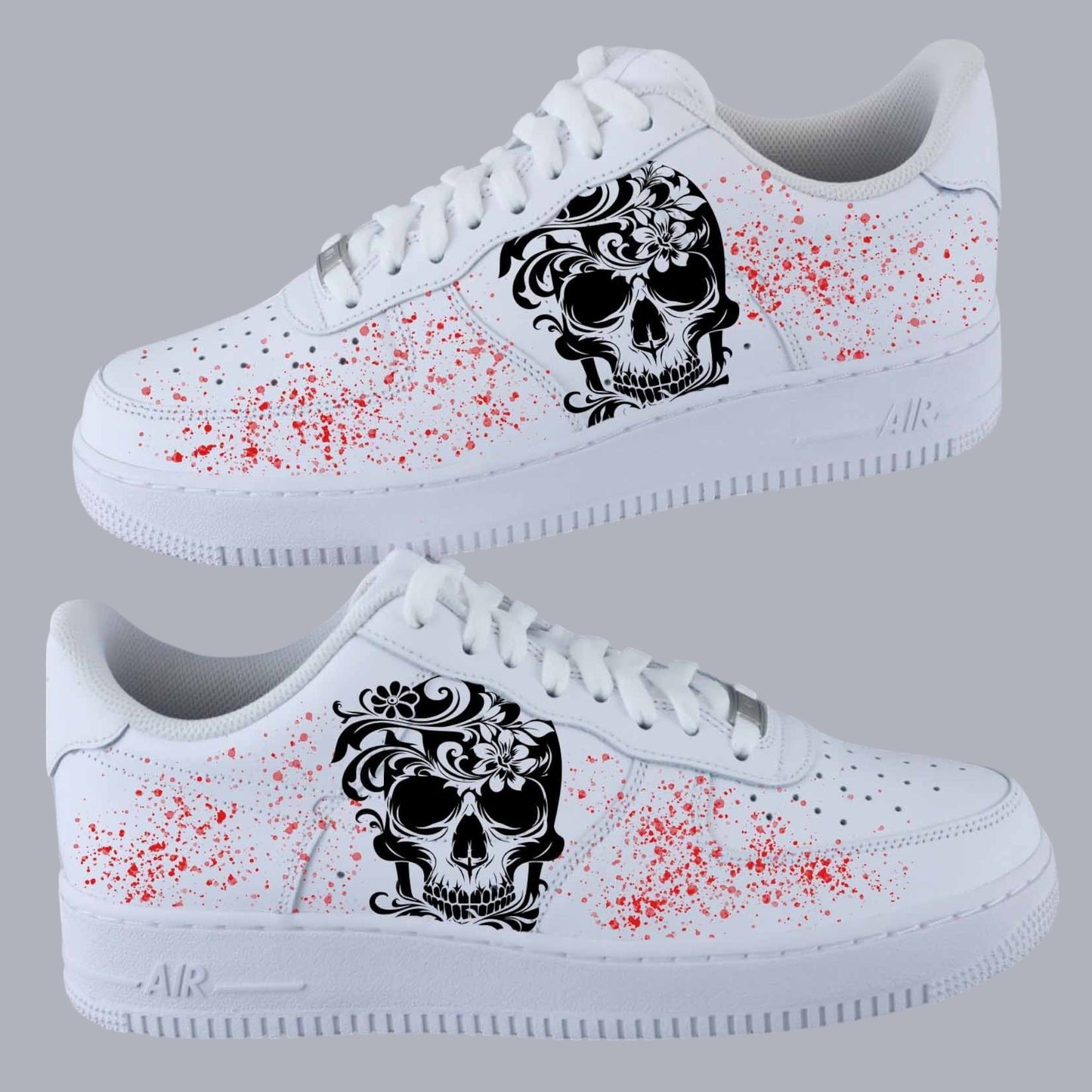 Air Force 1 Custom Unisexe | Sneakers avec Crâne Fleuri Peint à la Main – Nike Personnalisable