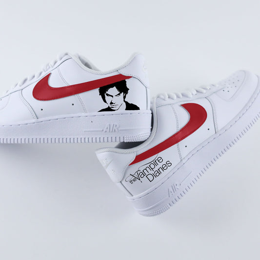 nike air force 1 custom the vampire diaries portrait damon salvatore swoosh rouge