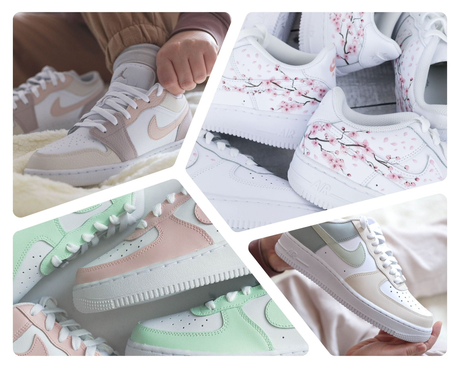 nike air force 1 femme baskets personnalisées pastel af1 rose et lila 