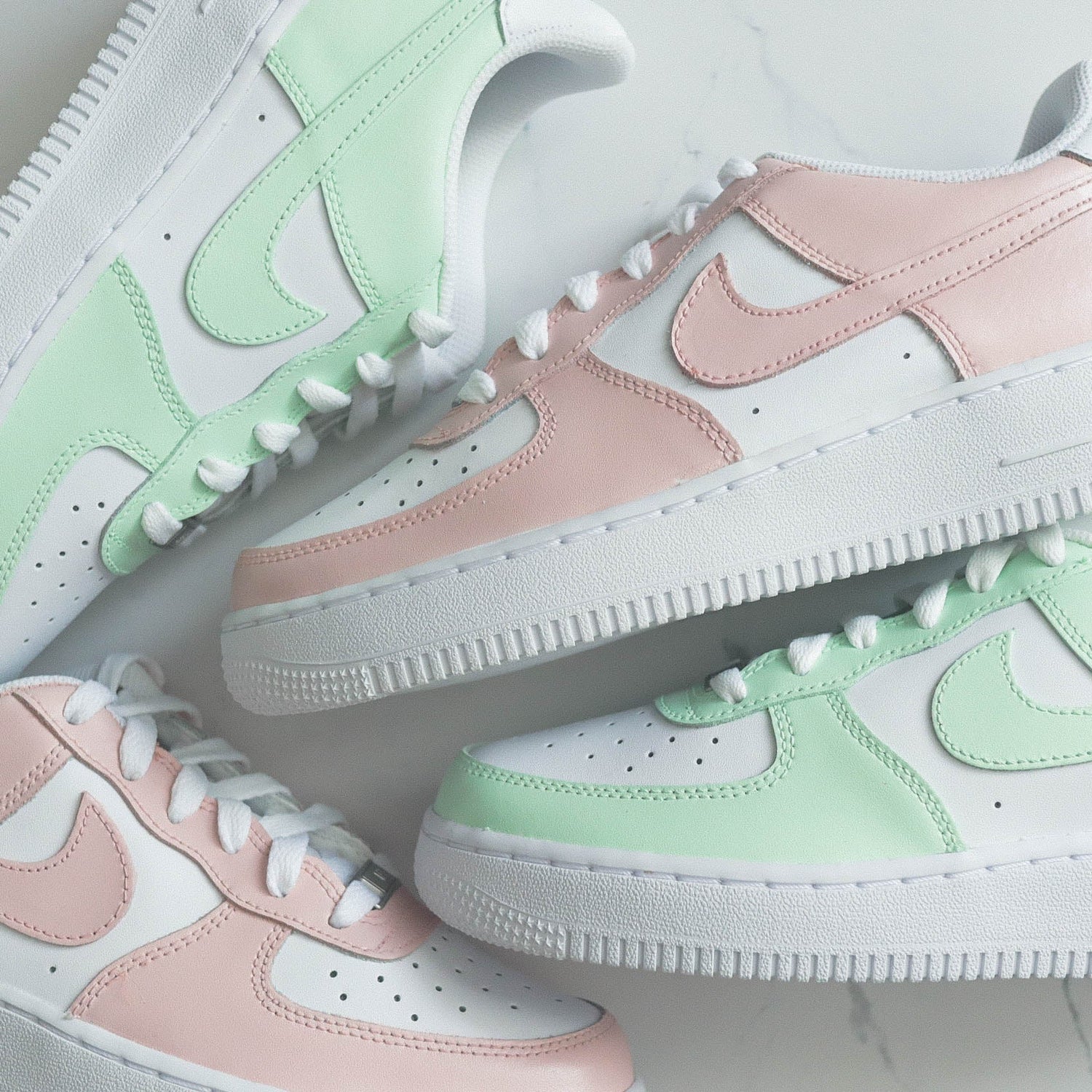 nike air force 1 pastel baskets custom nike rose af1 vert pastel sneakers custom pour femme