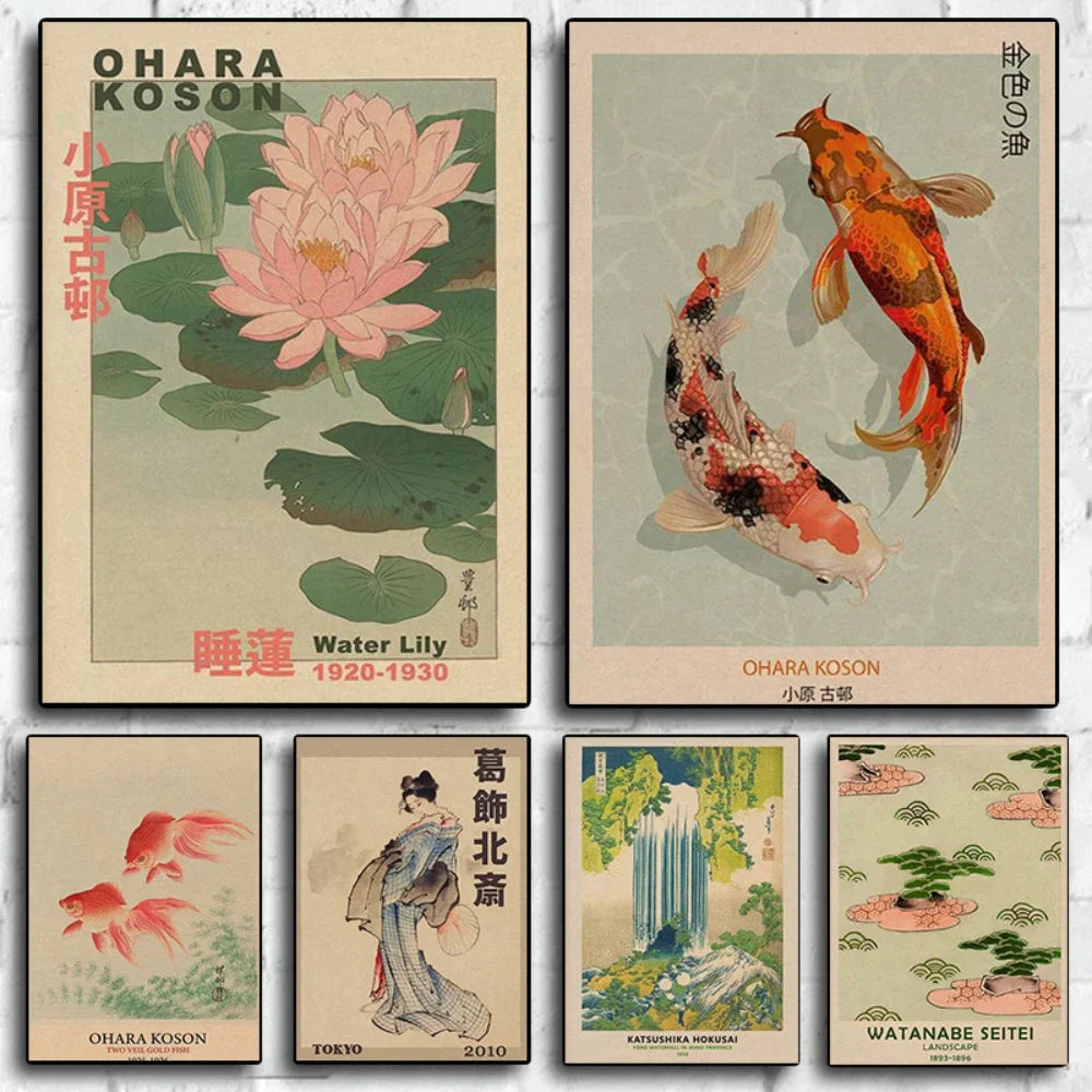 Affiche japonaise Hokusai Vague de Kanagawa – Poster décoratif asiatique sans cadre