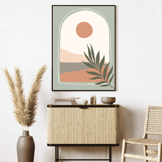 Illustration murale style bohème chic naturel et moderne