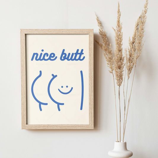 Affiche murale humoristique « nice butt » style minimaliste format A3 30x40 cm impression haute qualité