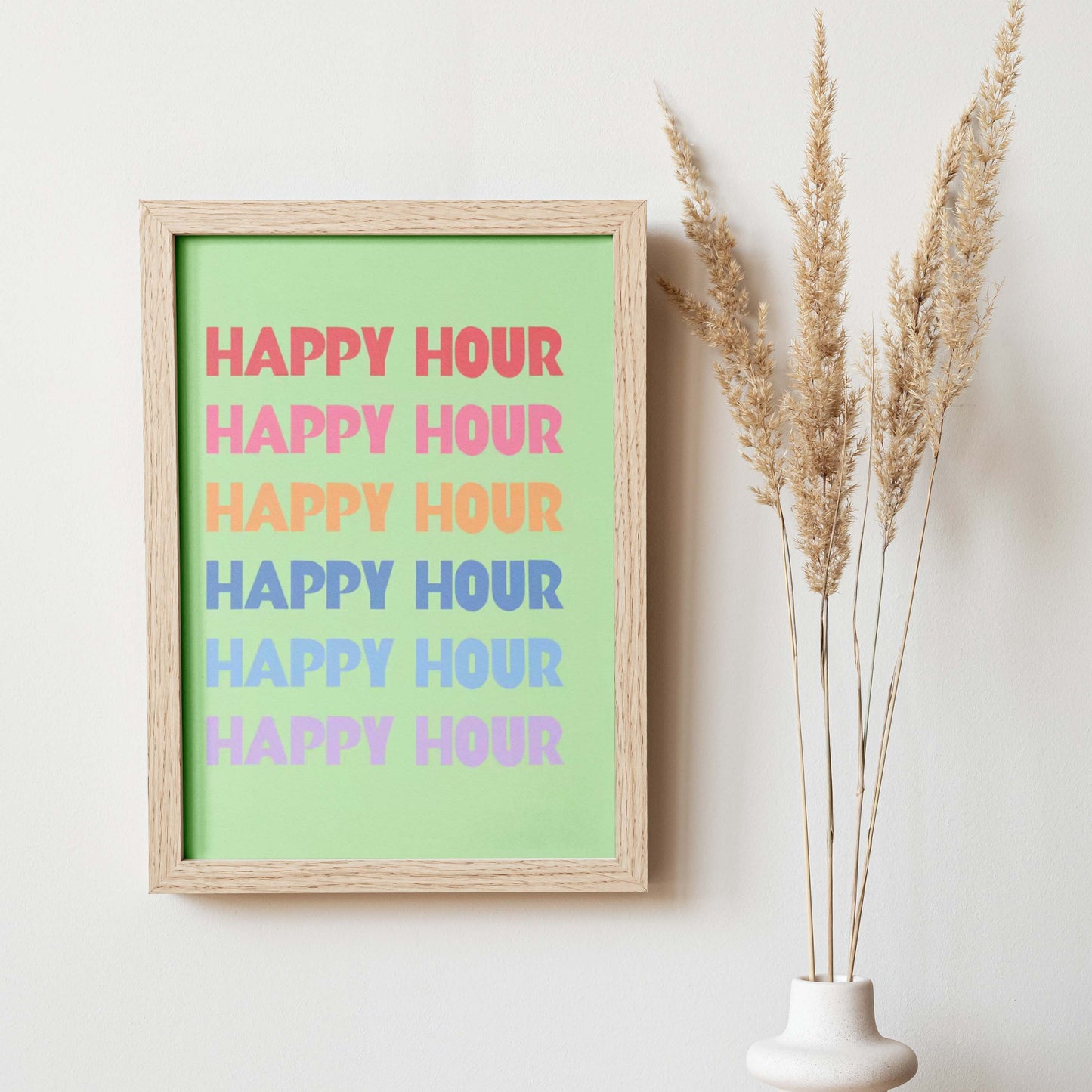 Affiche murale « Happy Hour » déco tendance et colorée format A3 30x40 cm impression haute qualité