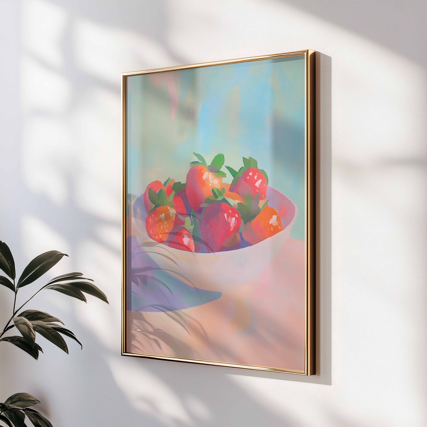 décoration murale tendance avec affiche fraise aquarelle déco artistique