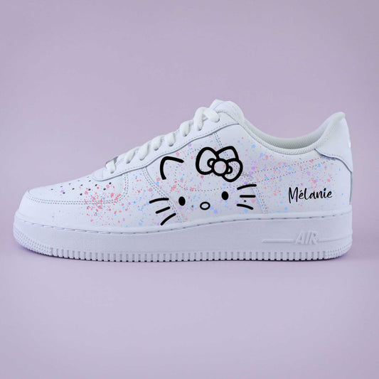 Air Force 1 custom Hello Kitty pour femme et enfant, avec peinture pastel et prénom personnalisé