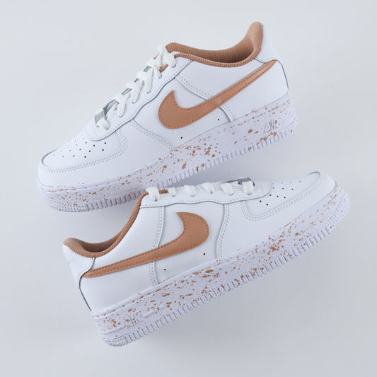 nike air force 1 custom splash praliné nike air force 1 cappuccino af1 custom femme sneaker personnalisé beige marron unisexe