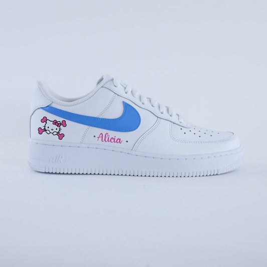 nike air force 1 custom bleu ciel hello kitty skull prénom personnalisable

