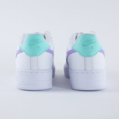 nike air force 1 pastel sneakers custom pour femme violet lila baskets personnalisées vert pastel af1 personnalisable