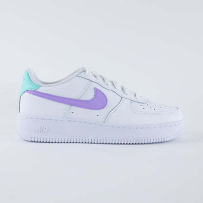 nike air force 1 pastel sneakers custom pour femme violet lila baskets personnalisées vert pastel af1 personnalisable