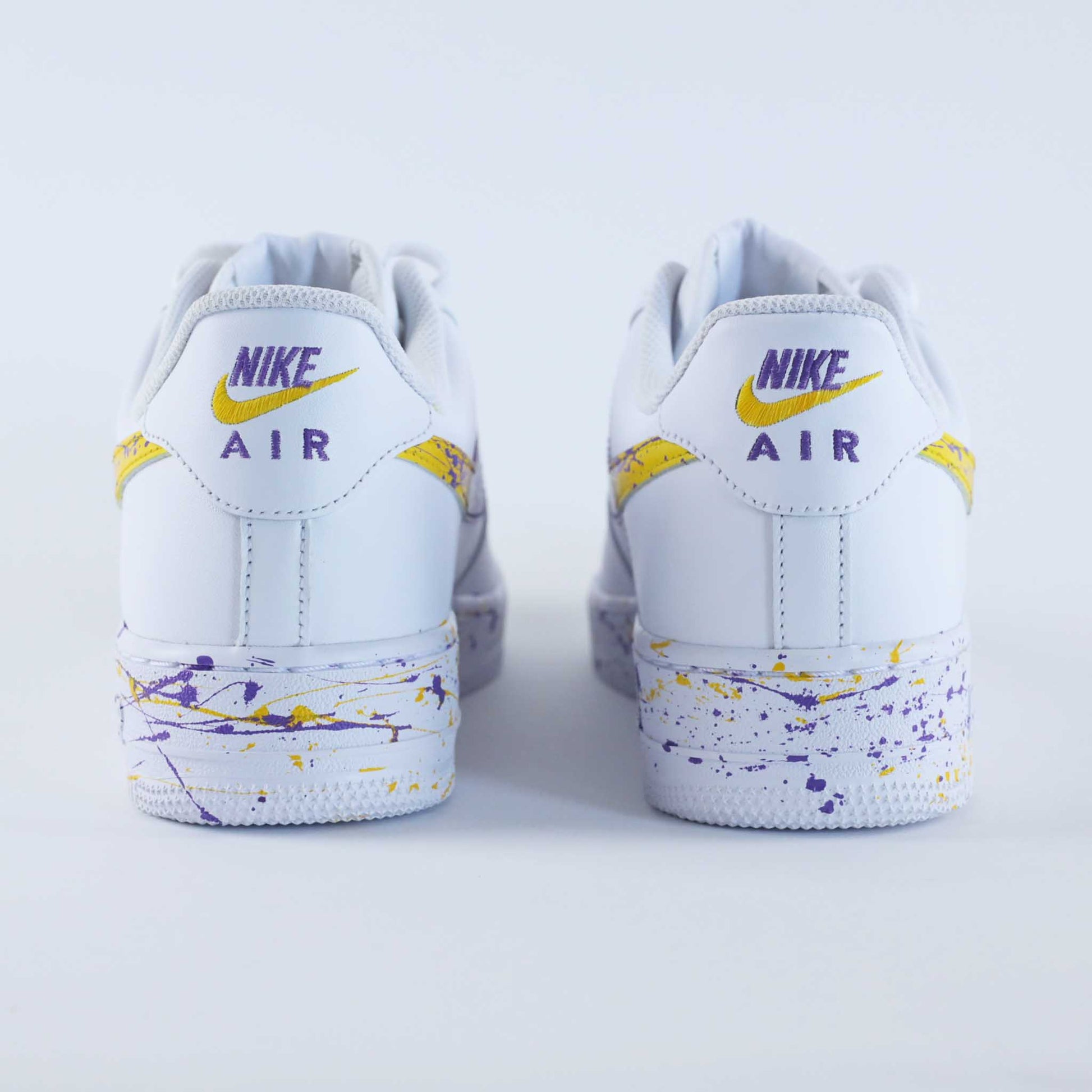 Nike Air Force Custom Splash Purple Yellow Lakers – Kings Custom