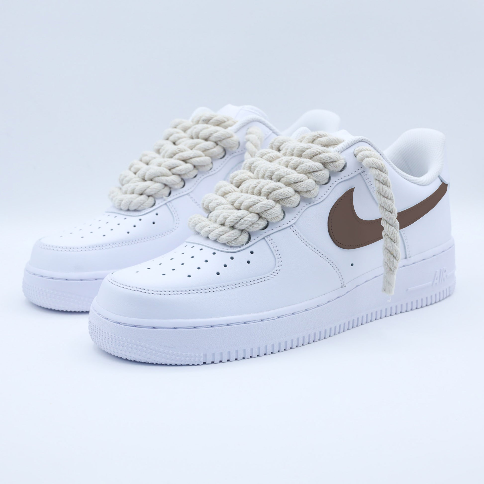 nike air force 1 rope laces mocha sneakers custom af1 gros lacet corde pour homme baskets personnalisées beige marron chocolat