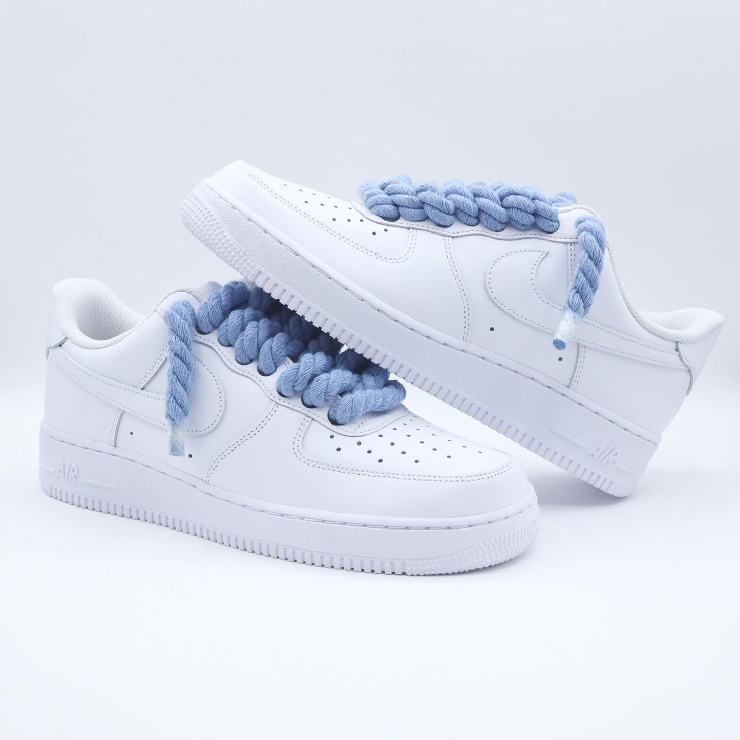 nike air force 1 rope laces unc blue sneakers custom homme af1 gros lacets en corde bleu 